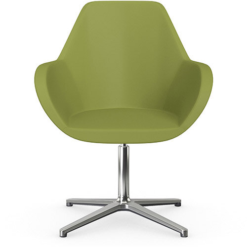 Fan Swivel Armchair with 4 Star Base Olive Green Softline Leather Look Seat &Polished Aluminium Base - Perfect Seating Solution for Breakout, Reception Areas &Boardroom Fan Swivel Armchair with 4 Star Base Olive Green Softline Leather Look Seat &Polished Aluminium Base - Perfect Seating Solution for Breakout, Reception Areas &Boardroom