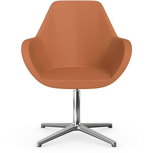 Fan Swivel Armchair with 4 Star Base Orange Softline Leather Look Seat &Polished Aluminium Base - Perfect Seating Solution for Breakout, Reception Areas &Boardroom Fan Swivel Armchair with 4 Star Base Orange Softline Leather Look Seat &Polished Aluminium Base - Perfect Seating Solution for Breakout, Reception Areas &Boardroom