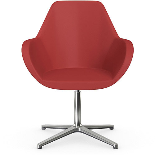 Fan Swivel Armchair with 4 Star Base Light Red Softline Leather Look Seat &Polished Aluminium Base - Perfect Seating Solution for Breakout, Reception Areas &Boardroom Fan Swivel Armchair with 4 Star Base Light Red Softline Leather Look Seat &Polished Aluminium Base - Perfect Seating Solution for Breakout, Reception Areas &Boardroom
