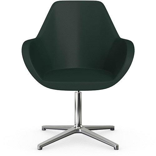 Fan Swivel Armchair with 4 Star Base Dark Green Softline Leather Look Seat &Polished Aluminium Base - Perfect Seating Solution for Breakout, Reception Areas &Boardroom Fan Swivel Armchair with 4 Star Base Dark Green Softline Leather Look Seat &Polished Aluminium Base - Perfect Seating Solution for Breakout, Reception Areas &Boardroom
