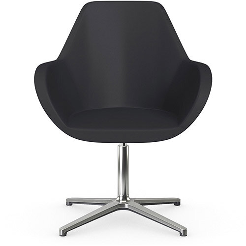 Fan Swivel Armchair with 4 Star Base Dark Purple Softline Leather Look Seat &Polished Aluminium Base - Perfect Seating Solution for Breakout, Reception Areas &Boardroom Fan Swivel Armchair with 4 Star Base Dark Purple Softline Leather Look Seat &Polished Aluminium Base - Perfect Seating Solution for Breakout, Reception Areas &Boardroom