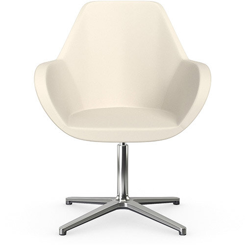 Fan Swivel Armchair with 4 Star Base White Softline Leather Look Seat &Polished Aluminium Base - Perfect Seating Solution for Breakout, Reception Areas &Boardroom Fan Swivel Armchair with 4 Star Base White Softline Leather Look Seat &Polished Aluminium Base - Perfect Seating Solution for Breakout, Reception Areas &Boardroom