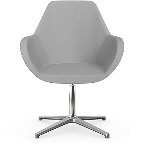 Fan Swivel Armchair with 4 Star Base Light Grey Sprint Fabric Seat &Polished Aluminium Base - Perfect Seating Solution for Breakout, Reception Areas &Boardroom Fan Swivel Armchair with 4 Star Base Light Grey Sprint Fabric Seat &Polished Aluminium Base - Perfect Seating Solution for Breakout, Reception Areas &Boardroom