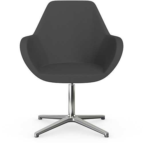 Fan Swivel Armchair with 4 Star Base Dark Grey Sprint Fabric Seat &Polished Aluminium Base - Perfect Seating Solution for Breakout, Reception Areas &Boardroom Fan Swivel Armchair with 4 Star Base Dark Grey Sprint Fabric Seat &Polished Aluminium Base - Perfect Seating Solution for Breakout, Reception Areas &Boardroom