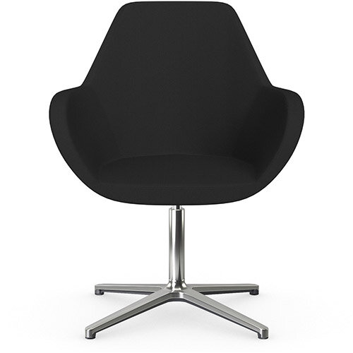 Fan Swivel Armchair with 4 Star Base Black Sprint Fabric Seat &Polished Aluminium Base - Perfect Seating Solution for Breakout, Reception Areas &Boardroom Fan Swivel Armchair with 4 Star Base Black Sprint Fabric Seat &Polished Aluminium Base - Perfect Seating Solution for Breakout, Reception Areas &Boardroom