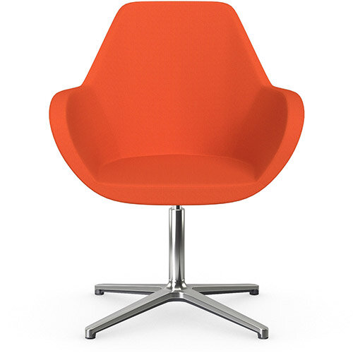 Fan Swivel Armchair with 4 Star Base Orange Sprint Fabric Seat &Polished Aluminium Base - Perfect Seating Solution for Breakout, Reception Areas &Boardroom Fan Swivel Armchair with 4 Star Base Orange Sprint Fabric Seat &Polished Aluminium Base - Perfect Seating Solution for Breakout, Reception Areas &Boardroom