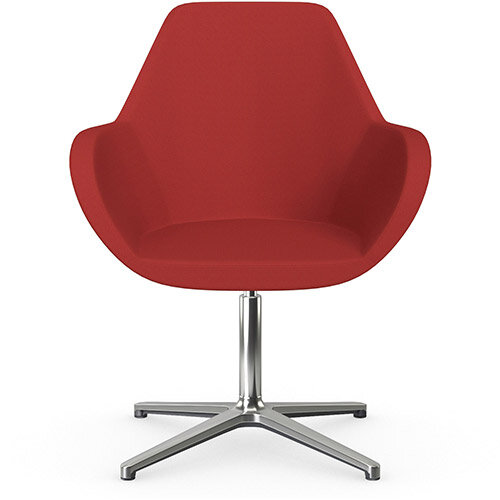 Fan Swivel Armchair with 4 Star Base Classic Red Sprint Fabric Seat &Polished Aluminium Base - Perfect Seating Solution for Breakout, Reception Areas &Boardroom Fan Swivel Armchair with 4 Star Base Classic Red Sprint Fabric Seat &Polished Aluminium Base - Perfect Seating Solution for Breakout, Reception Areas &Boardroom