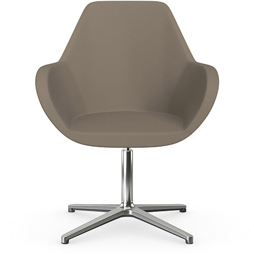 Fan Swivel Armchair with 4 Star Base Brown Valencia Leather Look Seat &Polished Aluminium Base - Perfect Seating Solution for Breakout, Reception Areas &Boardroom Fan Swivel Armchair with 4 Star Base Brown Valencia Leather Look Seat &Polished Aluminium Base - Perfect Seating Solution for Breakout, Reception Areas &Boardroom
