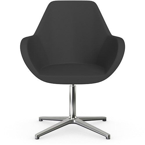 Fan Swivel Armchair with 4 Star Base Charcoal Valencia Leather Look Seat &Polished Aluminium Base - Perfect Seating Solution for Breakout, Reception Areas &Boardroom Fan Swivel Armchair with 4 Star Base Charcoal Valencia Leather Look Seat &Polished Aluminium Base - Perfect Seating Solution for Breakout, Reception Areas &Boardroom