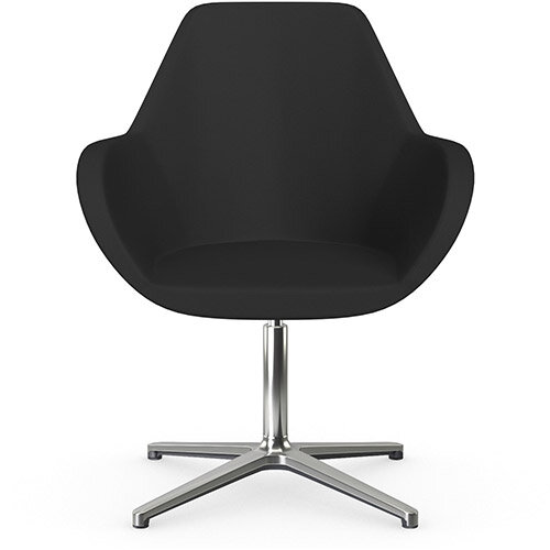 Fan Swivel Armchair with 4 Star Base Black Valencia Leather Look Seat &Polished Aluminium Base - Perfect Seating Solution for Breakout, Reception Areas &Boardroom Fan Swivel Armchair with 4 Star Base Black Valencia Leather Look Seat &Polished Aluminium Base - Perfect Seating Solution for Breakout, Reception Areas &Boardroom