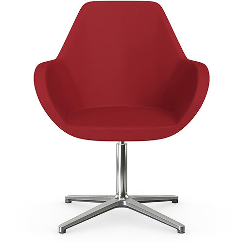 Fan Swivel Armchair with 4 Star Base Red Valencia Leather Look Seat &Polished Aluminium Base - Perfect Seating Solution for Breakout, Reception Areas &Boardroom Fan Swivel Armchair with 4 Star Base Red Valencia Leather Look Seat &Polished Aluminium Base - Perfect Seating Solution for Breakout, Reception Areas &Boardroom