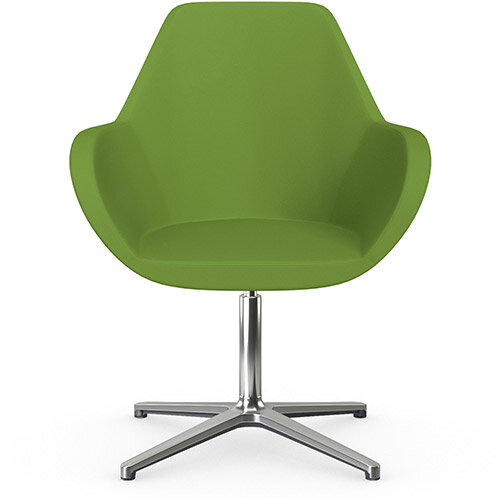 Fan Swivel Armchair with 4 Star Base Green Valencia Leather Look Seat &Polished Aluminium Base - Perfect Seating Solution for Breakout, Reception Areas &Boardroom Fan Swivel Armchair with 4 Star Base Green Valencia Leather Look Seat &Polished Aluminium Base - Perfect Seating Solution for Breakout, Reception Areas &Boardroom