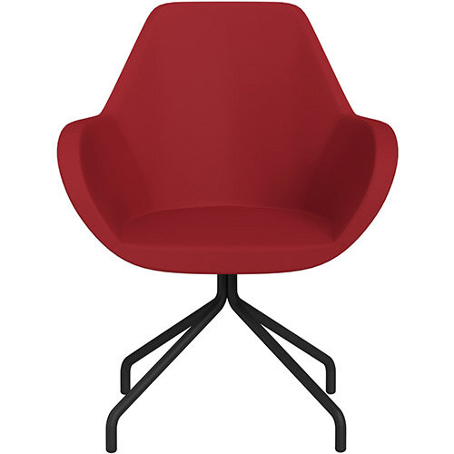 Fan 4 Legged Armchair Red Valencia Leather Look Seat &Black Base with Universal Teflon Glides - Perfect Seating Solution for Breakout, Reception Areas &Boardroom Fan 4 Legged Armchair Red Valencia Leather Look Seat &Black Base with Universal Teflon Glides - Perfect Seating Solution for Breakout, Reception Areas &Boardroom