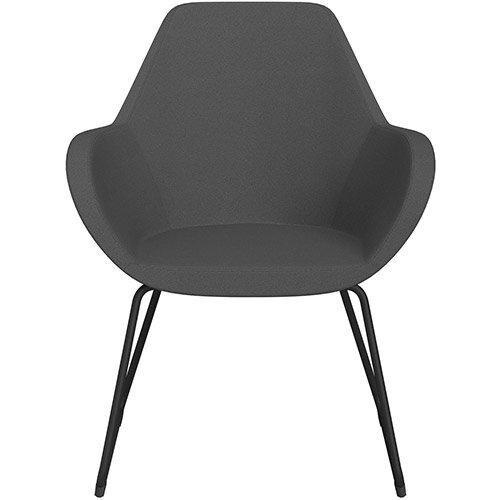 Fan Armchair with Cantilever Legs Dark Grey Evo Fabric Seat & Black Base with Felt Glides for Hard Floors - Perfect Seating Solution for Breakout, Reception Areas & Boardroom