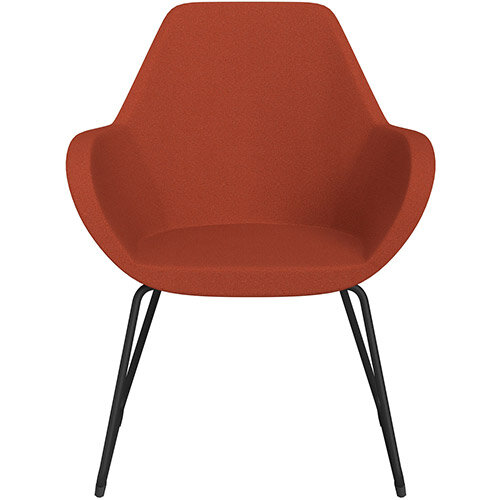 Fan Armchair with Cantilever Legs Dark Orange Evo Fabric Seat & Black Base with Felt Glides for Hard Floors - Perfect Seating Solution for Breakout, Reception Areas & Boardroom