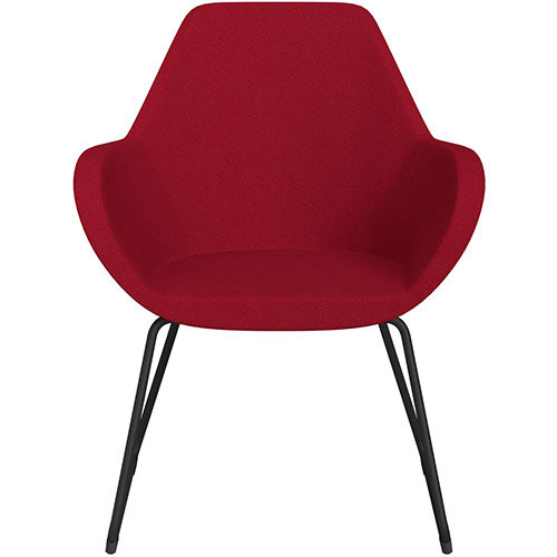 Fan Armchair with Cantilever Legs Red Evo Fabric Seat & Black Base with Felt Glides for Hard Floors - Perfect Seating Solution for Breakout, Reception Areas & Boardroom