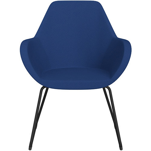 Fan Armchair with Cantilever Legs Blue Evo Fabric Seat & Black Base with Felt Glides for Hard Floors - Perfect Seating Solution for Breakout, Reception Areas & Boardroom