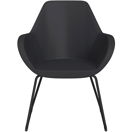 Fan Armchair with Cantilever Legs Dark Purple Softline Leather Look Seat & Black Base with Felt Glides for Hard Floors - Perfect Seating Solution for Breakout, Reception Areas & Boardroom