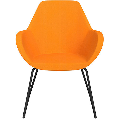 Fan Armchair with Cantilever Legs Yellow Sprint Fabric Seat & Black Base with Felt Glides for Hard Floors - Perfect Seating Solution for Breakout, Reception Areas & Boardroom