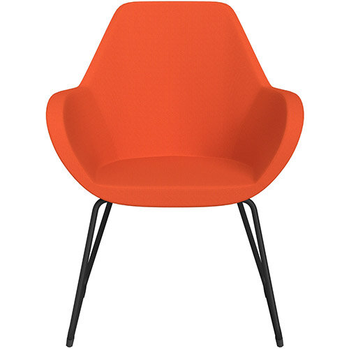 Fan Armchair with Cantilever Legs Orange Sprint Fabric Seat & Black Base with Felt Glides for Hard Floors - Perfect Seating Solution for Breakout, Reception Areas & Boardroom