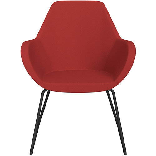 Fan Armchair with Cantilever Legs Classic Red Sprint Fabric Seat & Black Base with Felt Glides for Hard Floors - Perfect Seating Solution for Breakout, Reception Areas & Boardroom