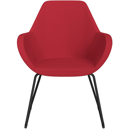Fan Armchair with Cantilever Legs Vivid Red Sprint Fabric Seat &Black Base with Felt Glides for Hard Floors - Perfect Seating Solution for Breakout, Reception Areas &Boardroom Fan Armchair with Cantilever Legs Vivid Red Sprint Fabric Seat &Black Base with Felt Glides for Hard Floors - Perfect Seating Solution for Breakout, Reception Areas &Boardroom