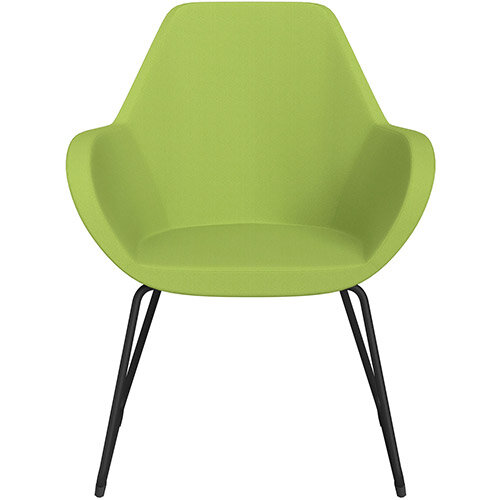 Fan Armchair with Cantilever Legs Light Green Sprint Fabric Seat & Black Base with Felt Glides for Hard Floors - Perfect Seating Solution for Breakout, Reception Areas & Boardroom