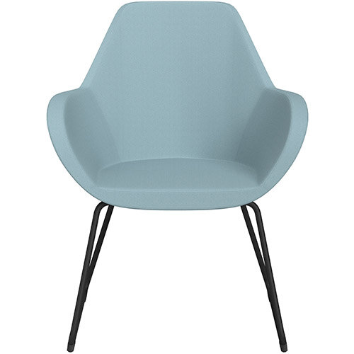 Fan Armchair with Cantilever Legs Light Blue Sprint Fabric Seat & Black Base with Felt Glides for Hard Floors - Perfect Seating Solution for Breakout, Reception Areas & Boardroom