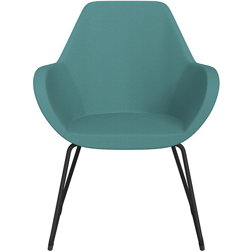 Fan Armchair with Cantilever Legs Muddy Aqua Sprint Fabric Seat & Black Base with Felt Glides for Hard Floors - Perfect Seating Solution for Breakout, Reception Areas & Boardroom