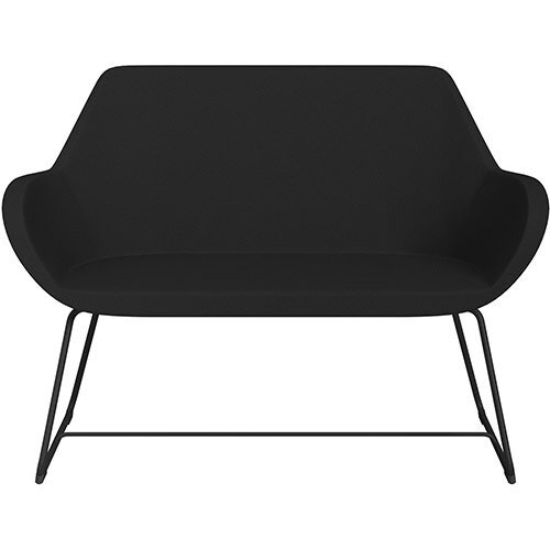 Fan 2 Seater Sofa with Cantilever Legs Black Evo Fabric Seat & Black Base with Felt Glides for Hard Floors - Perfect Seating Solution for Breakout & Reception Areas