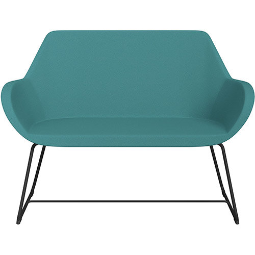 Fan 2 Seater Sofa with Cantilever Legs Aqua Green Evo Fabric Seat & Black Base with Felt Glides for Hard Floors - Perfect Seating Solution for Breakout & Reception Areas