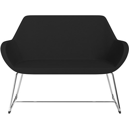 Fan 2 Seater Sofa with Cantilever Legs Black Evo Fabric Seat &Chrome Base with Glides for Soft Floors - Perfect Seating Solution for Breakout &Reception Areas Fan 2 Seater Sofa with Cantilever Legs Black Evo Fabric Seat &Chrome Base with Glides for Soft Floors - Perfect Seating Solution for Breakout &Reception Areas