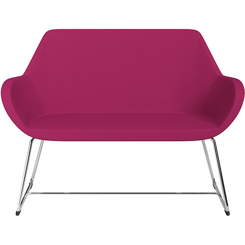 Fan 2 Seater Sofa with Cantilever Legs Pink Sprint Fabric Seat & Chrome Base with Felt Glides for Hard Floors - Perfect Seating Solution for Breakout & Reception Areas