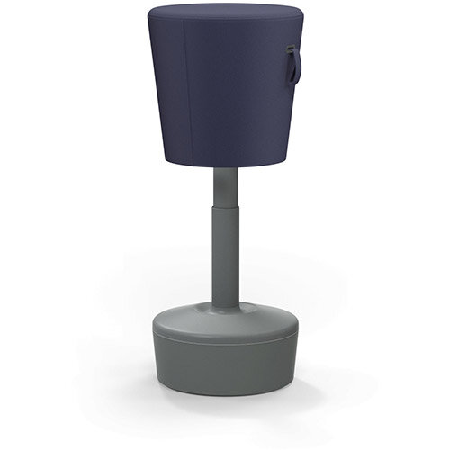 Mickey Ergonomic Height Adjustable Sit Stand Stool - Pouffe with Navy Fabric Seat & Plastic Grey Base & Frame - Seat Adjusts from 570-900m with Swivel & Tilt Function Perfect for use with Sit Stand Desks