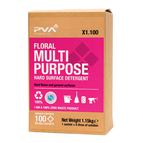 PVA Hard Surface Cleaner Sachets Aqua Pack of 100 PVAA3-100 PVA Hard Surface Cleaner Sachets Aqua Pack of 100 PVAA3-100