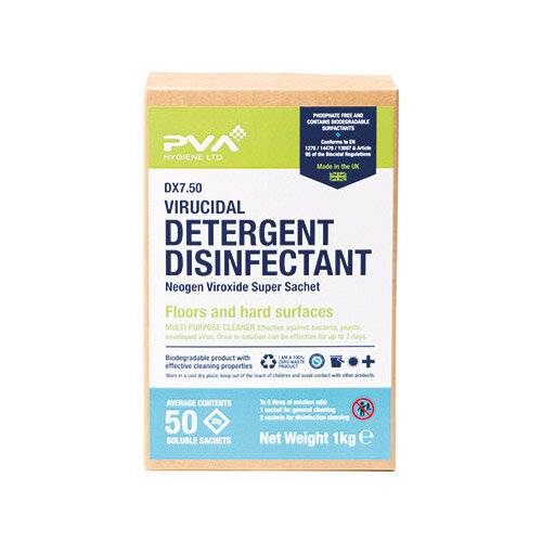 PVA Hygiene Virucidal Disinfectant Sachets 5 Litre Pack of 50 DZ750