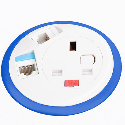 Pixel In-surface Power Module with 1 x UK Socket, 2 x RJ45 Sockets - orange Pixel In-surface Power Module with 1 x UK Socket, 2 x RJ45 Sockets - orange