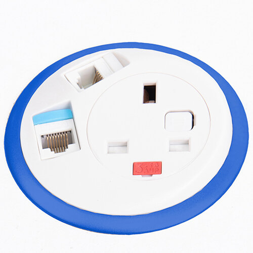 Pixel In-surface Power Module with 1 x UK Socket, 2 x RJ45 Sockets - Red Pixel In-surface Power Module with 1 x UK Socket, 2 x RJ45 Sockets - Red