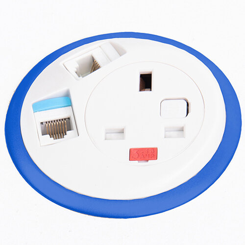 Pixel In-surface Power Module with 1 x UK Socket, 2 x RJ45 Sockets - White