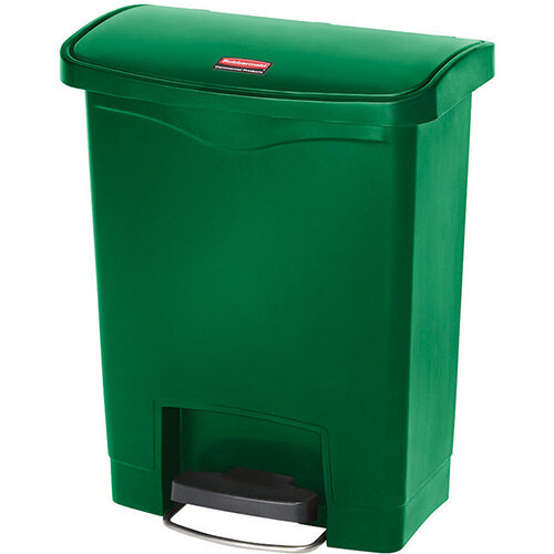 Rubbermaid Resin Slim Jim 30 Litre Front Step Step-On Pedal Bin Green