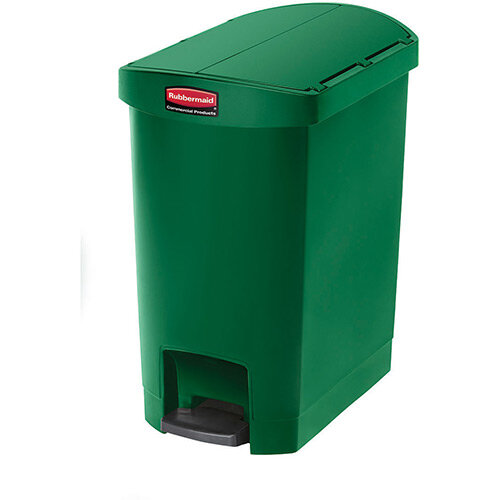 Rubbermaid Resin Slim Jim 30 Litre End Step Step-On Pedal Bin Green