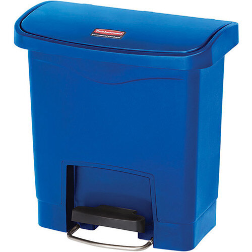 Rubbermaid Resin Slim Jim 15 Litre Front Step Step-On Pedal Bin Blue