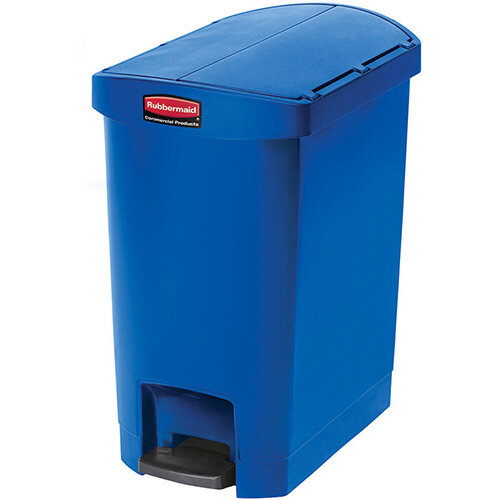 Rubbermaid Resin Slim Jim 30 Litre End Step Step-On Pedal Bin Blue