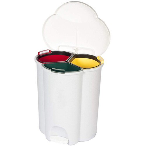 Rubbermaid Trio Pedal Bin With 3 Recycling Compartments 2 x 17L &1 x 6L Rubbermaid Trio Pedal Bin With 3 Recycling Compartments 2 x 17L &1 x 6L