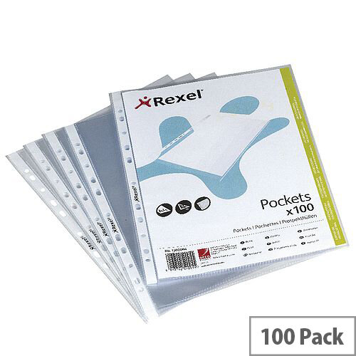 Rexel Premium Top Opening Punched Pockets A5 80 Micron Pack of 100 Rexel Premium Top Opening Punched Pockets A5 80 Micron Pack of 100