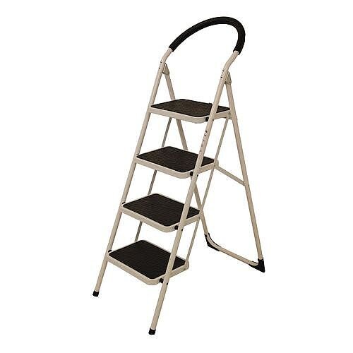 Step Ladder Folding Step Stool 4 Tread White Top Step Height 950mm 359295