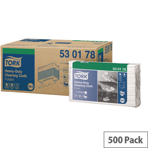 Tork Heavy Duty Cleaning Cloth W4 Refill 100 Sheets per Pack White Pack 5 (500 Clothes in Total) 530178