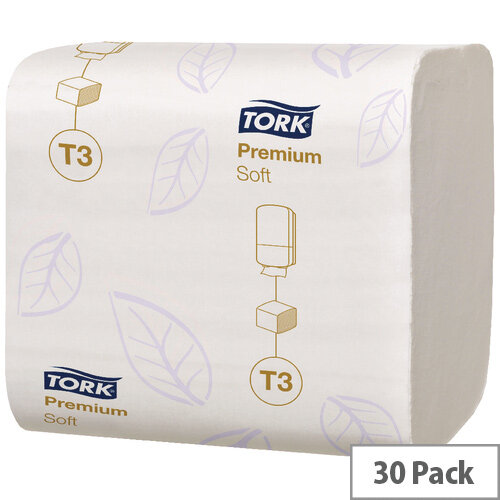 Tork T3 Dispenser Premium Soft Folded Toilet Tissue Refills 252 Sheets 2 Ply White 30 Pack 114273