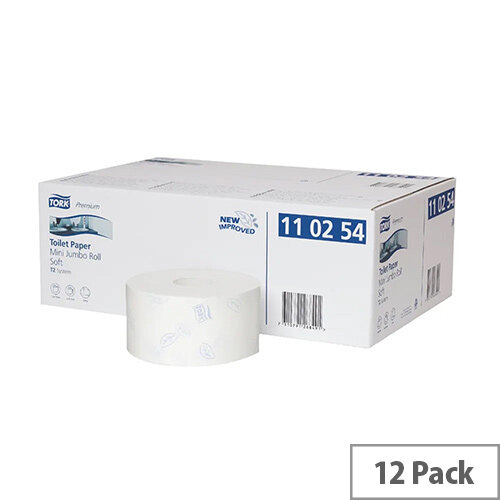 Tork T2 System Mini Jumbo Dispenser Toilet Rolls White 170m Pack of 12 Premium 110254