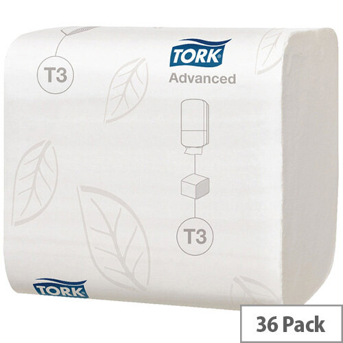 Tork T3 Dispenser Bulk Folded Toilet Paper Tissues 2 Ply White 36 Sleeves 242 Sheets in Sleeve Premium 114271